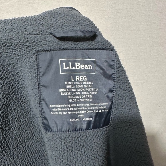 L.L. Bean Fleece Lined Nylon Warmup Jacket Men's Large - Picture 8 of 9